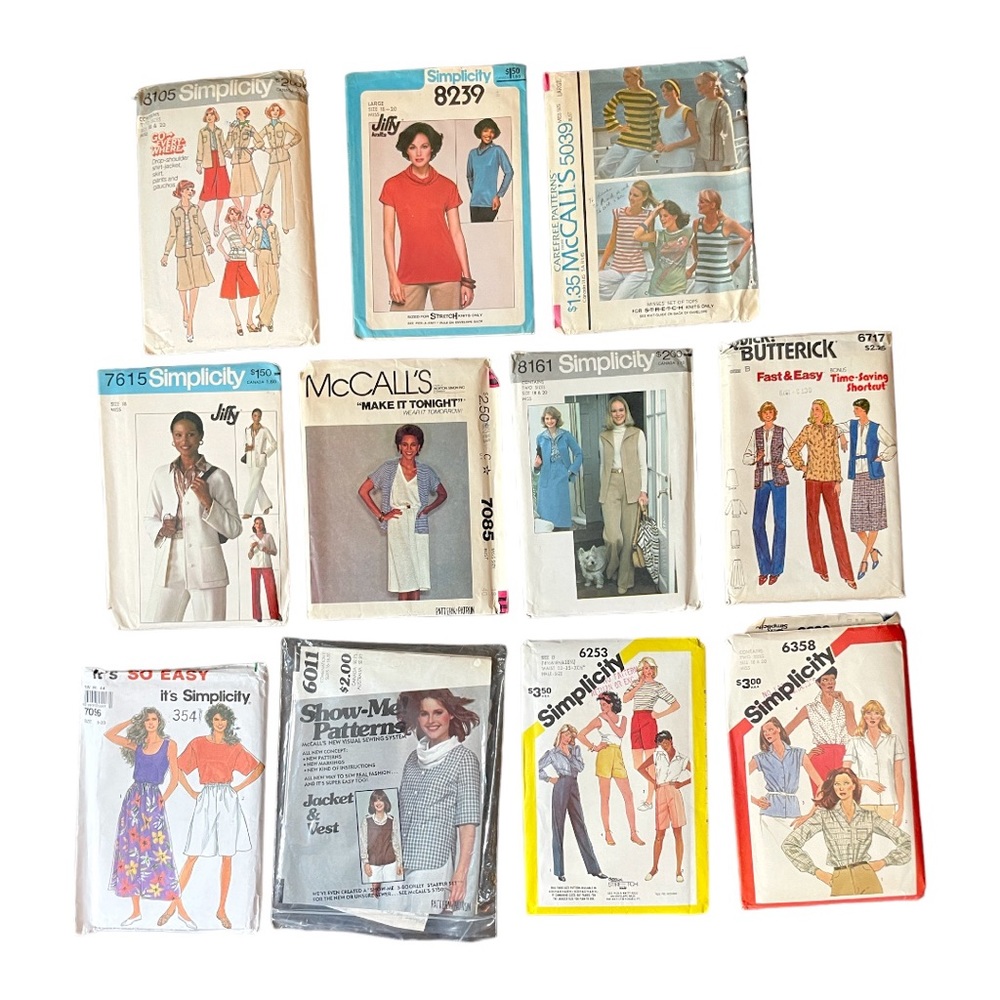Lot of Vintage Sewing Patterns Misses 16-18-20 | 70s 80s 90s Retro
